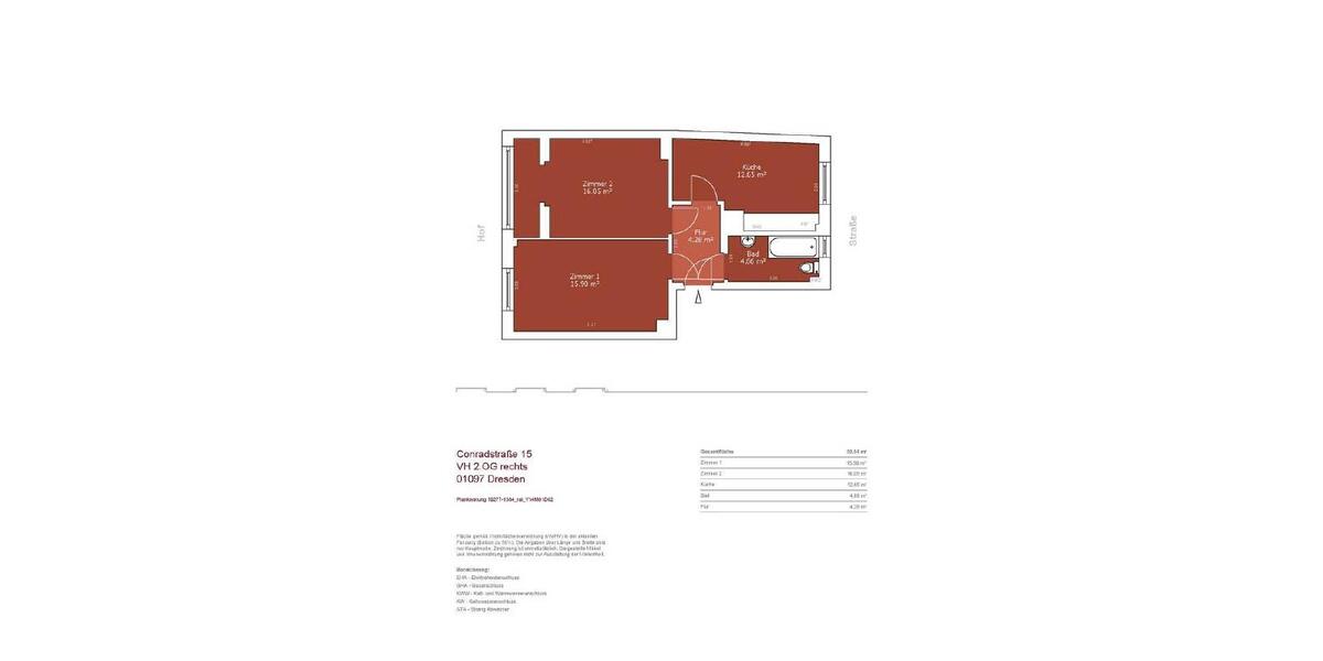 Etagenwohnung Dresden Neustadt - 2 Zimmer, 54 m&sup2;, 636&euro; | Angebot:26640887
