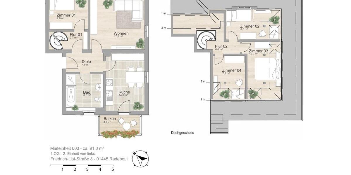 Etagenwohnung Radebeul - 4.5 Zimmer, 91 m&sup2;, 820&euro; | Angebot:23644309