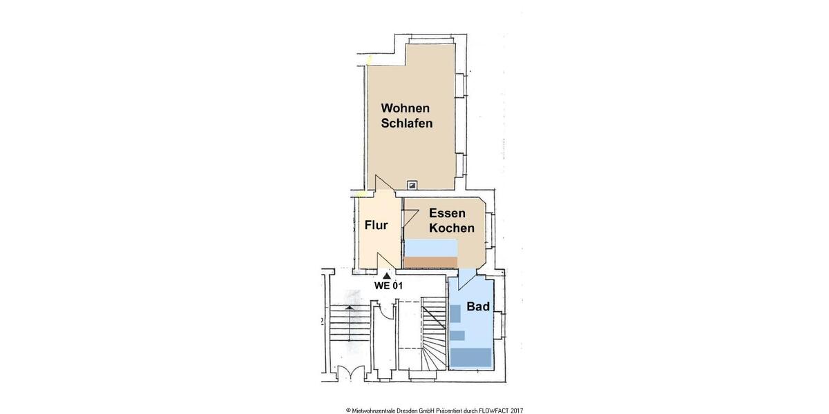 Erdgeschoßwohnung Dresden Neustadt - 1 Zimmer, 60 m&sup2;, 580&euro; | Angebot:25811714