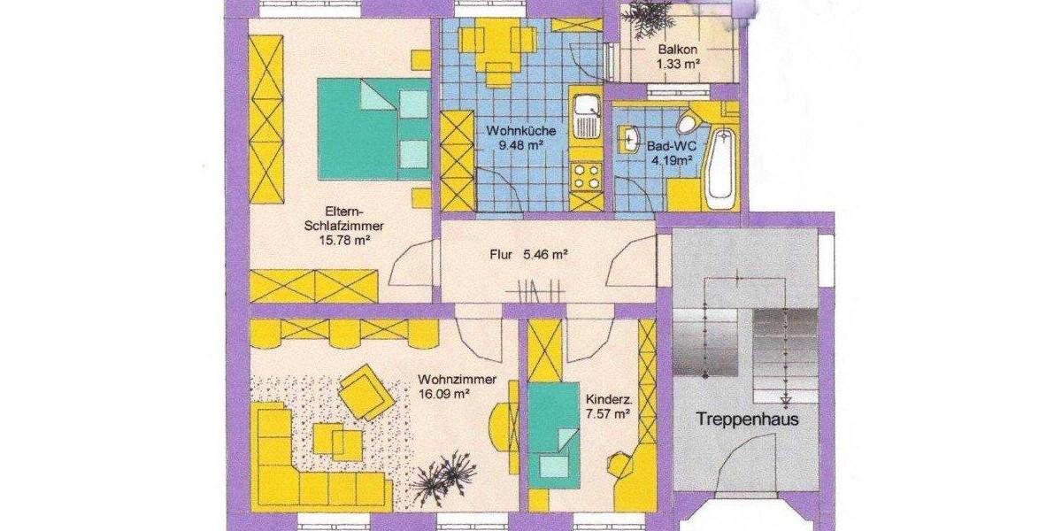 Etagenwohnung Dresden Prohlis - 3 Zimmer, 60 m&sup2;, 750&euro; | Angebot:25710537