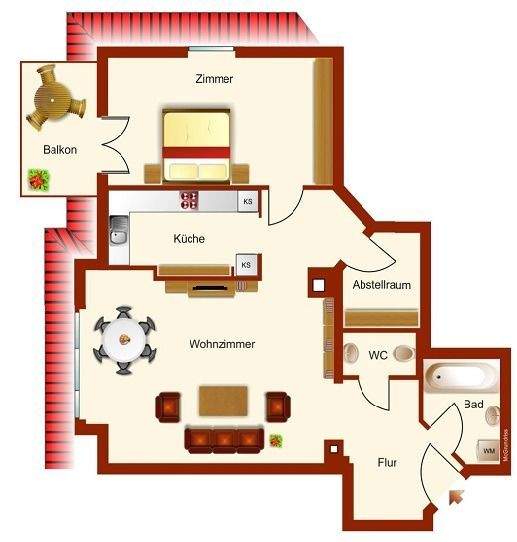 Etagenwohnung Dresden Gruna - 2 Zimmer, 69 m&sup2;, 720&euro; | Angebot:25880977