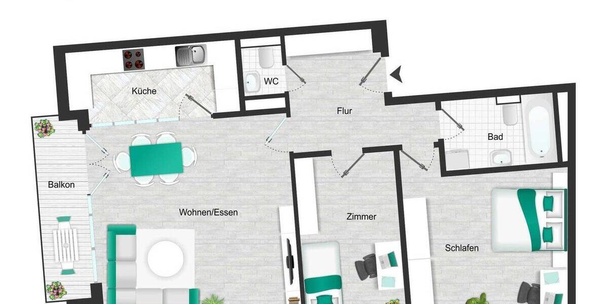 Etagenwohnung Dresden Johannstadt-Nord - 3 Zimmer, 73 m&sup2;, 182.000&euro; | Angebot:26933562