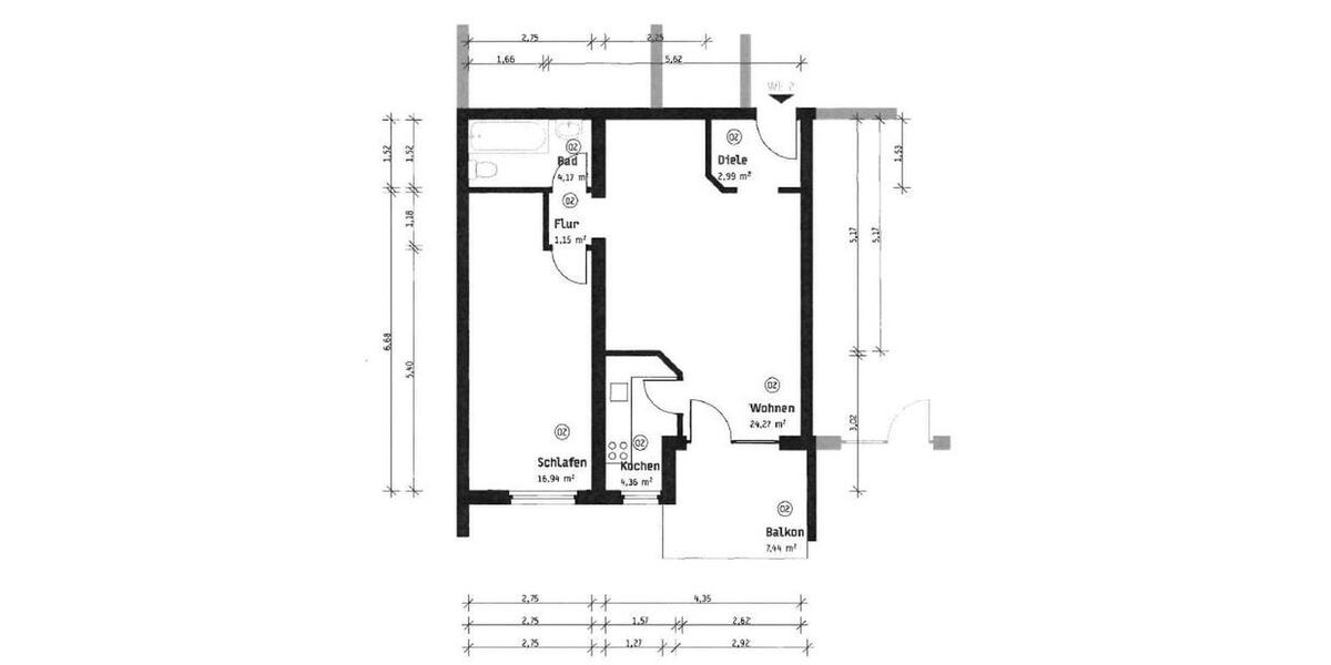 Etagenwohnung Radeberg - 2 Zimmer, 58 m&sup2;, 668&euro; | Angebot:26461385