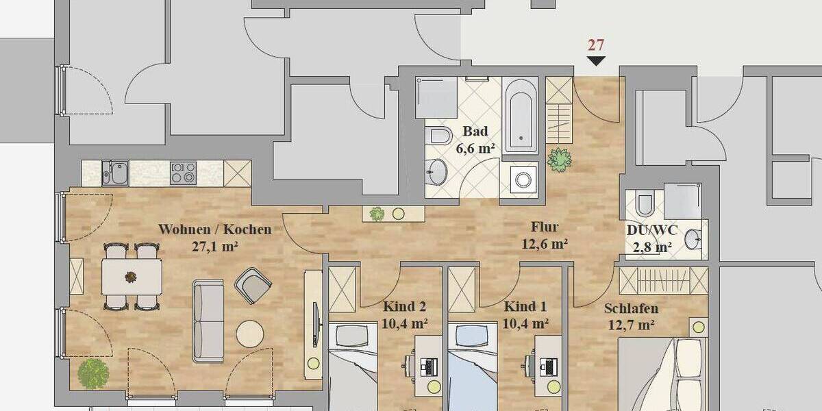 Etagenwohnung Dresden Leubnitz-Neuostra - 4 Zimmer, 87 m&sup2;, 1.480&euro; | Angebot:26501136