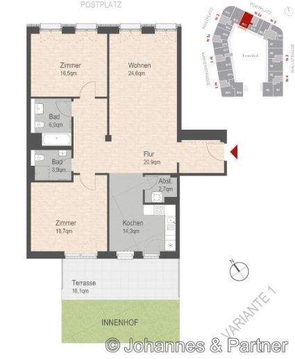 Terrassenwohnung Dresden Wilsdruffer Vorstadt/Seevorstadt-West - 3 Zimmer, 115 m&sup2;, 1.565&euro; | Angebot:26455203