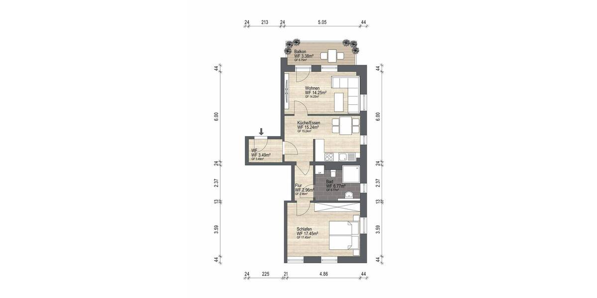 Etagenwohnung Dresden Friedrichstadt - 2 Zimmer, 64 m&sup2;, 245.000&euro; | Angebot:26803911