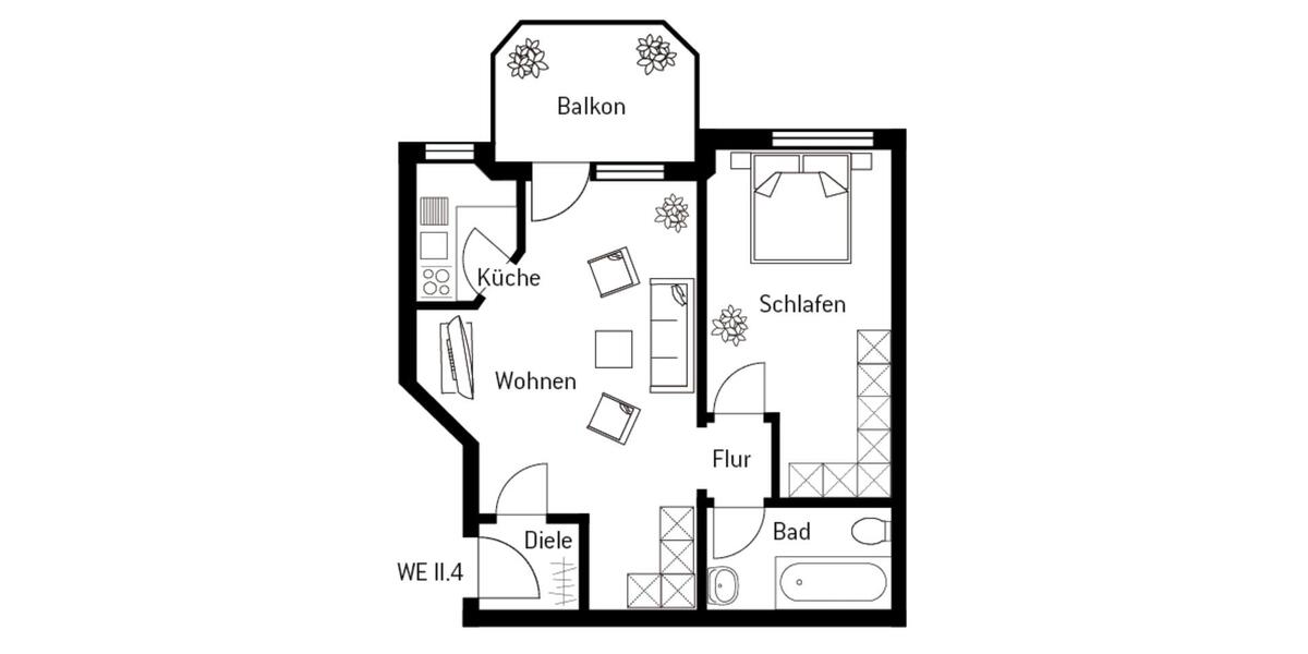 Etagenwohnung Radeberg - 2 Zimmer, 44 m&sup2;, 330&euro; | Angebot:25790155