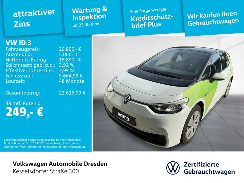 VW ID.3 22.481 km 20.590 € Dresden 01169