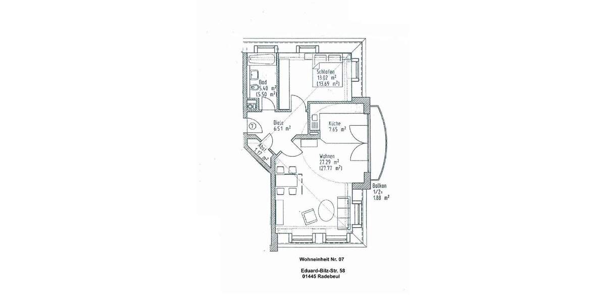 Etagenwohnung Radebeul - 2 Zimmer, 62 m&sup2;, 214.000&euro; | Angebot:25896401