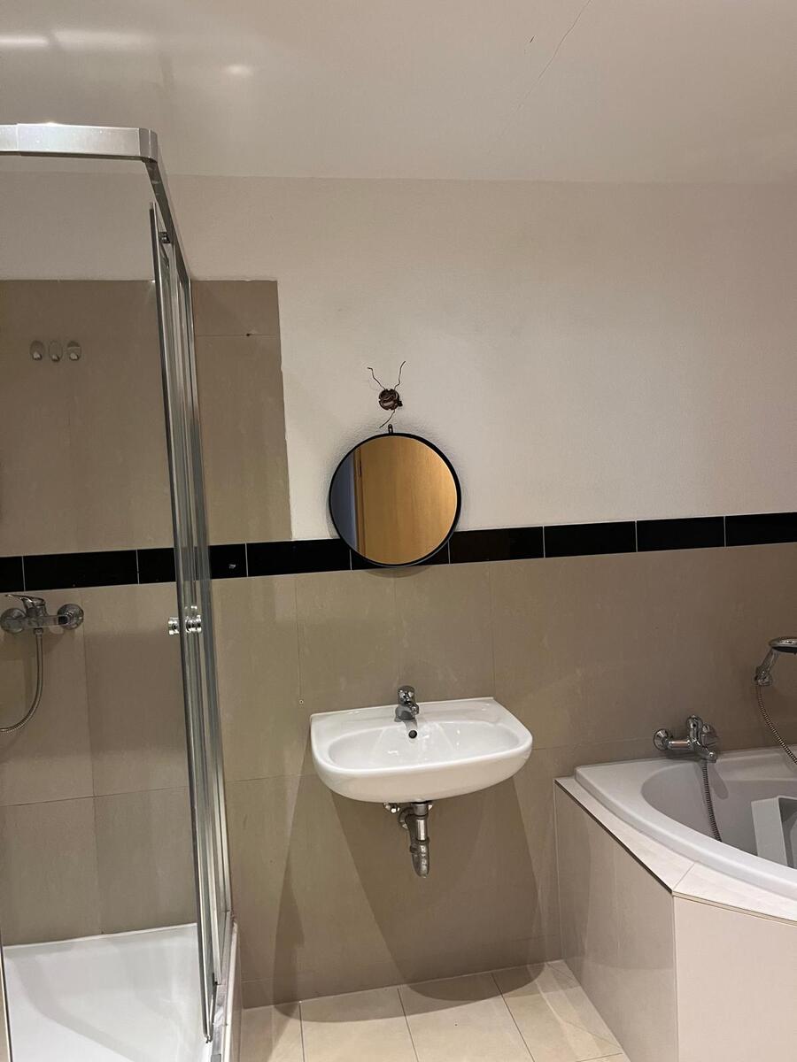 Coswig: Bad mit Wanne und Dusche und offene Küche mit EBK - Etagenwohnung Coswig Coswig | Angebot:27312827