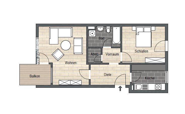 Hochparterre Dresden Blasewitz - 2 Zimmer, 59 m&sup2;, 700&euro; | Angebot:26381228