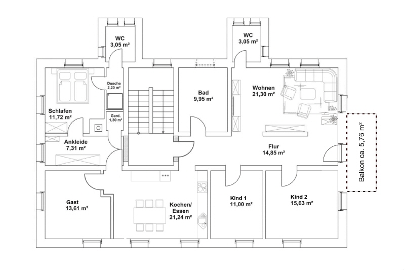 BEL-ÉTAGE MIT BALKON & BLICK – ERSTBEZUG NACH SANIERUNG – 2 BÄDER – GÄSTE-WC – ANKLEIDE 5 zimmer