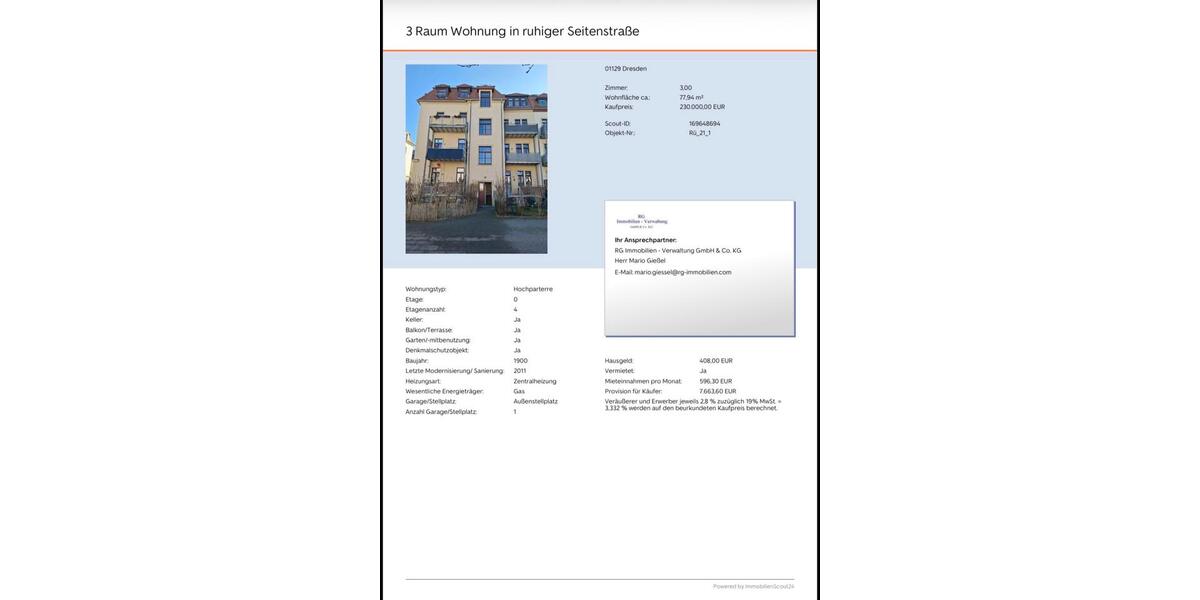Hochparterre Dresden Pieschen - 3 Zimmer, 78 m&sup2;, 230.000&euro; | Angebot:27191491