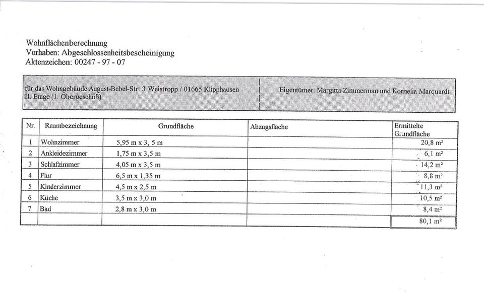 Etagenwohnung Klipphausen - 3 Zimmer, 80 m&sup2;, 720&euro; | Angebot:25640613