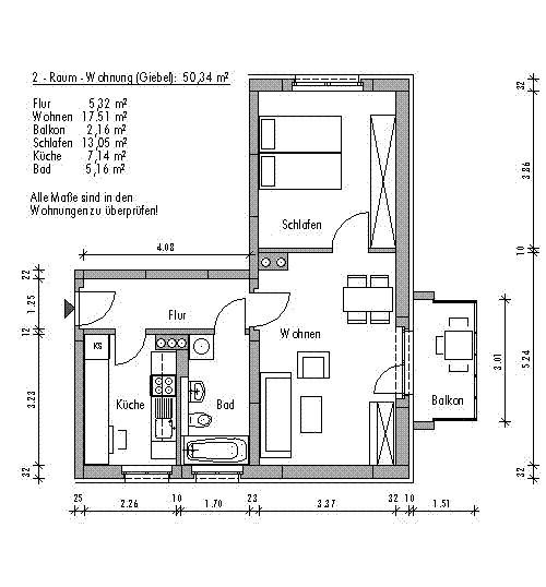 Etagenwohnung Dresden Blasewitz - 2 Zimmer, 50 m&sup2;, 480&euro; | Angebot:26377339