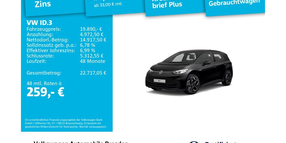 VW ID.3 31.148 km 19.890 € Dresden 01067