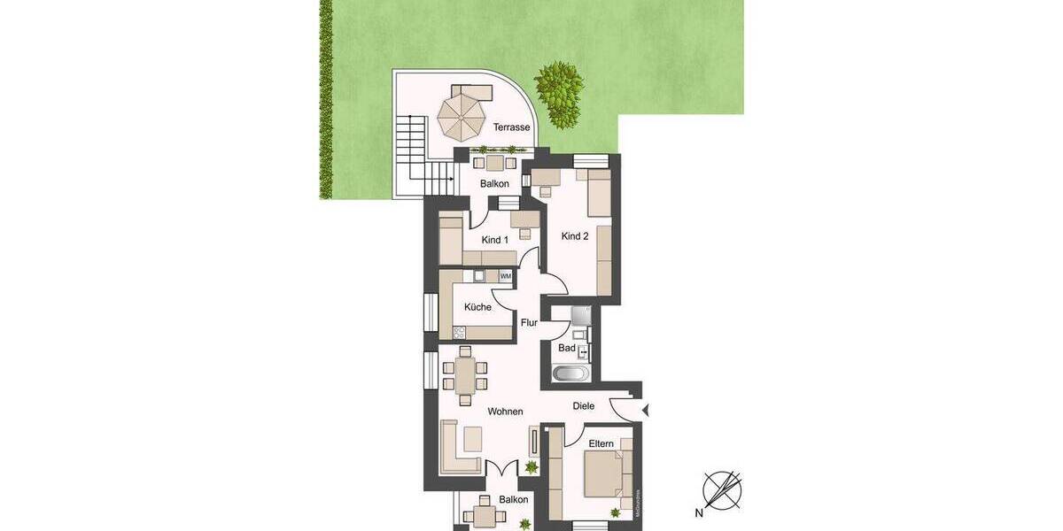Terrassenwohnung Dresden Bühlau/Weißer Hirsch - 4 Zimmer, 92 m&sup2;, 425.000&euro; | Angebot:26173186