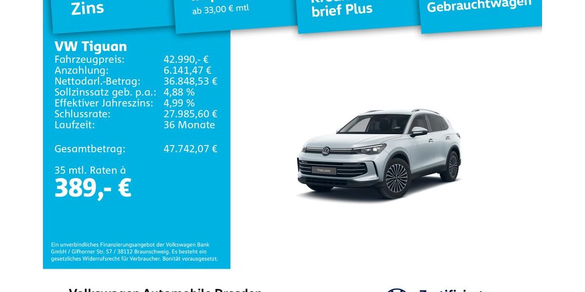 VW Tiguan 29.200 km 42.490 &euro; Dresden 01067