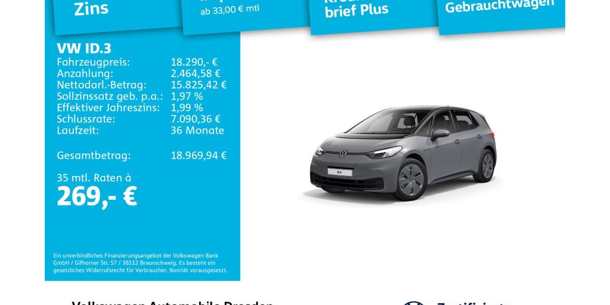 VW ID.3 30.648 km 17.990 &euro; Dresden 01067