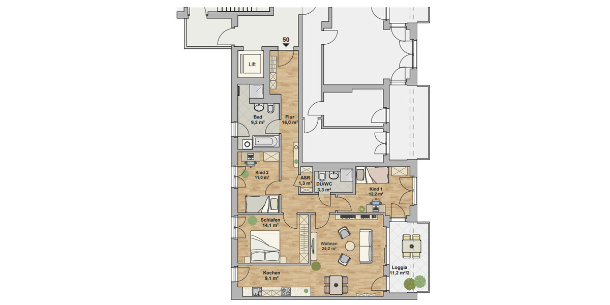 Etagenwohnung Dresden Pieschen-Süd - 4 Zimmer, 106 m&sup2;, 2.015&euro; | Angebot:25775253
