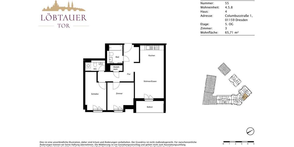 Dachgeschoßwohnung Dresden Cotta - 3 Zimmer, 66 m&sup2;, 1.000&euro; | Angebot:26563602