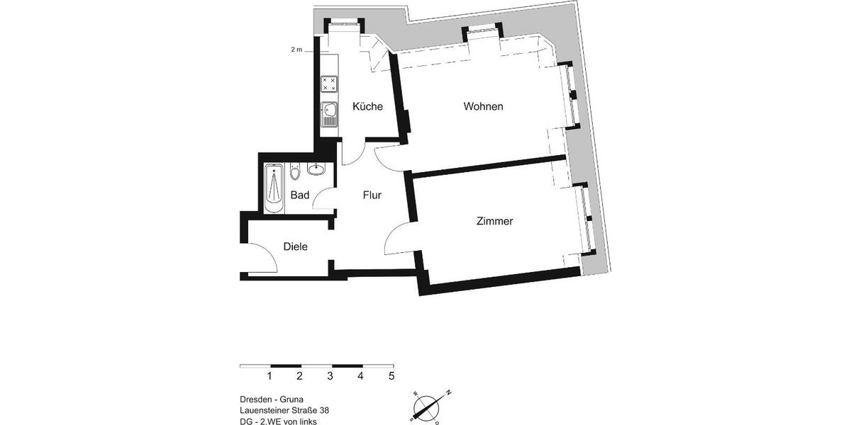 Dachgeschoßwohnung Dresden Blasewitz - 2 Zimmer, 63 m&sup2;, 607&euro; | Angebot:26547163