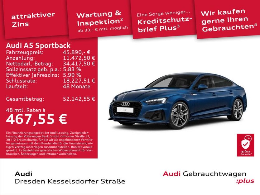 Audi A5 10.506 km 45.890 € Dresden 01169