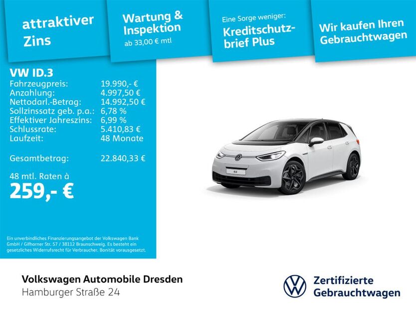 VW ID.3 24.345 km 19.990 € Dresden 01067