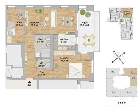 Etagenwohnung Dresden Leipziger Vorstadt - 3 Zimmer, 83 m&sup2;, 1.430&euro; | Angebot:25707399