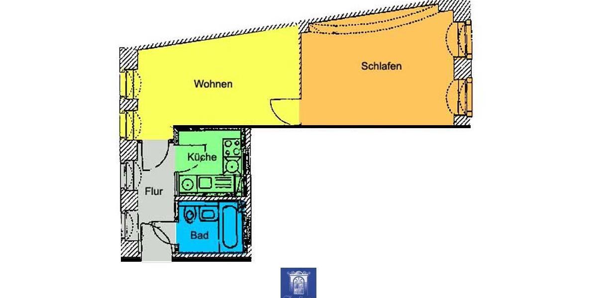 Etagenwohnung Meißen - 2 Zimmer, 47 m&sup2;, 395&euro; | Angebot:26153433