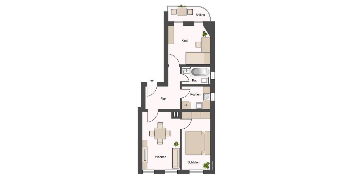 Etagenwohnung Dresden Pieschen-Süd - 3 Zimmer, 58 m&sup2;, 142.000&euro; | Angebot:26820554