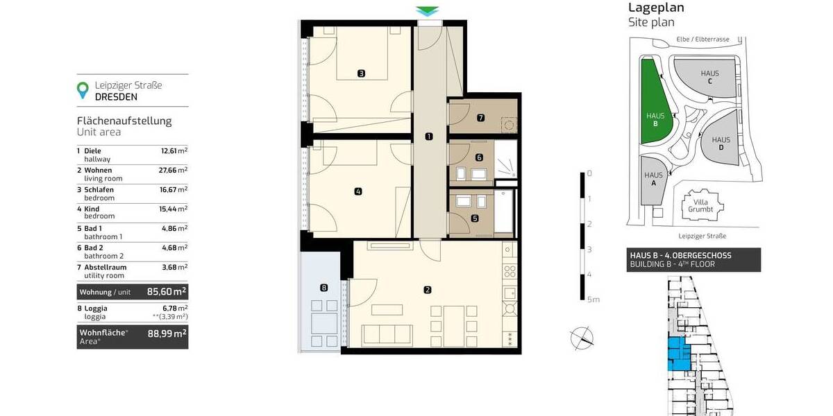 Etagenwohnung Dresden Leipziger Vorstadt - 3 Zimmer, 89 m&sup2;, 587.900&euro; | Angebot:26276004