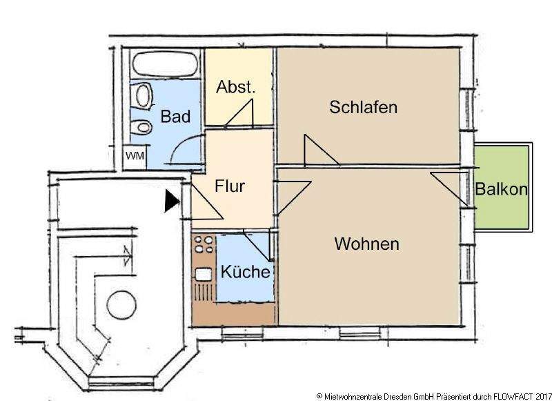 Tolle 2-Raum Dachgeschosswohnung mit Balkon in Strehlen !!! 2 zimmer