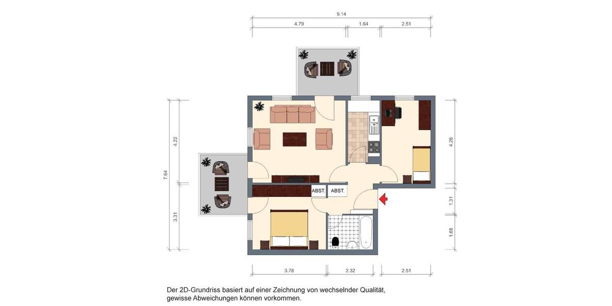 Etagenwohnung Freital Zauckerode - 3 Zimmer, 61 m&sup2;, 470&euro; | Angebot:26686531