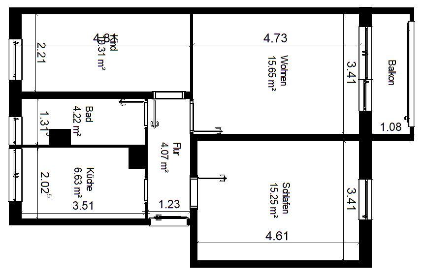 Etagenwohnung Dippoldiswalde - 3 Zimmer, 59 m&sup2;, 334&euro; | Angebot:26130446