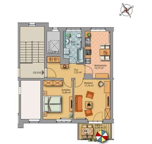 Etagenwohnung Dresden Blasewitz - 2 Zimmer, 63 m&sup2;, 690&euro; | Angebot:26272168