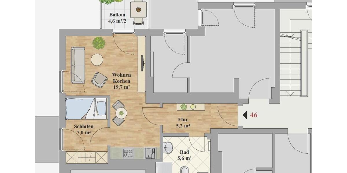 Etagenwohnung Dresden Prohlis - 1.5 Zimmer, 40 m&sup2;, 675&euro; | Angebot:26493216