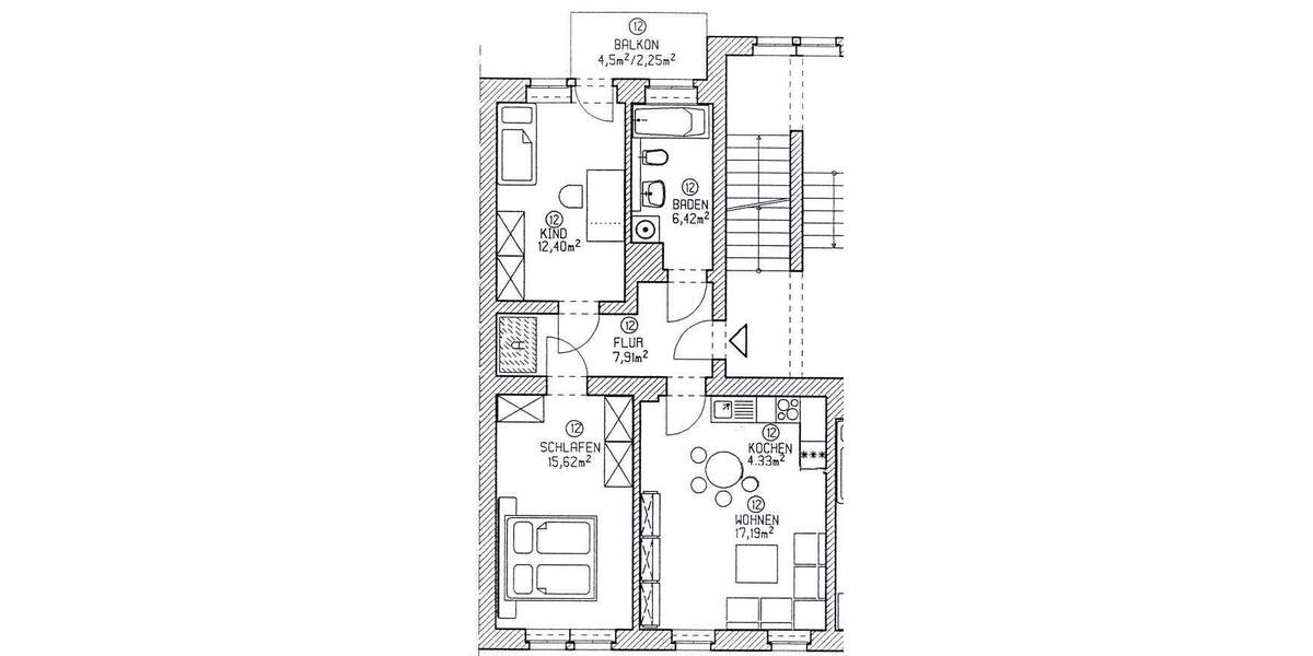 Etagenwohnung Dresden Leipziger Vorstadt - 3 Zimmer, 61 m&sup2;, 259.000&euro; | Angebot:25690888