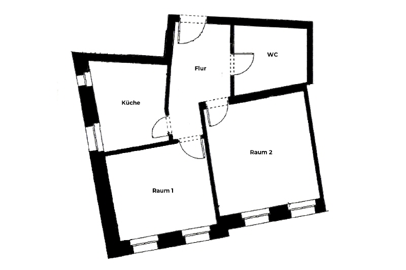 IDEALE FLÄCHE FÜR PRAXIS ODER BÜRO IM HOCHPARTERRE – ZENTRAL GELEGEN – PKW-STELLPLATZ – GROSSES WC