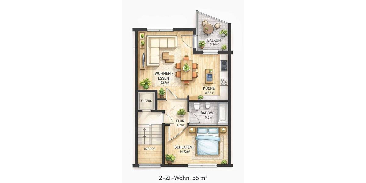 Etagenwohnung Dresden Pieschen-Nord/Trachenberge - 2 Zimmer, 55 m&sup2;, 147.000&euro; | Angebot:26377819
