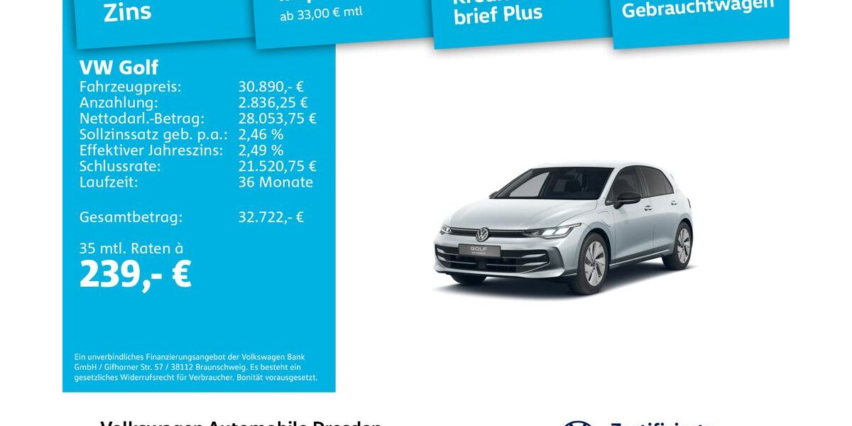 VW Golf 11.694 km 30.890 &euro; Dresden 01067
