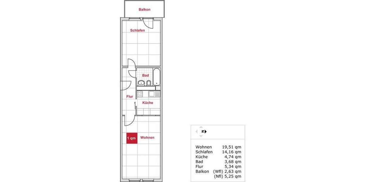 Etagenwohnung Dresden Neustadt - 2 Zimmer, 50 m&sup2;, 436&euro; | Angebot:25602435