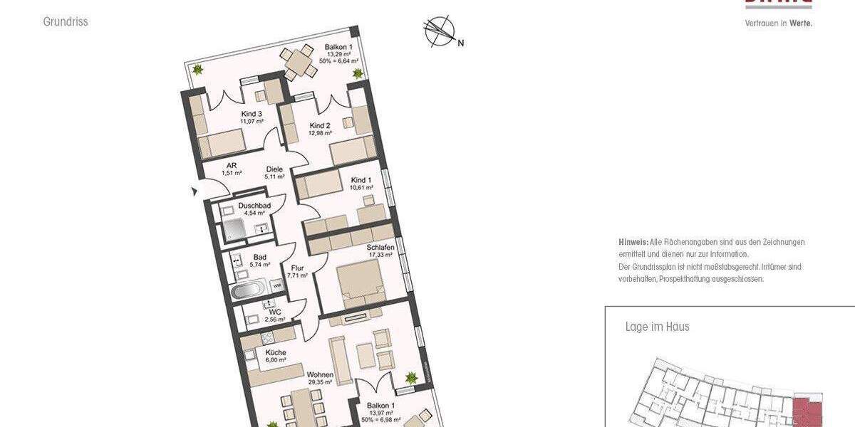 Familienwohnung mit 2 Balkonen 5 zimmer