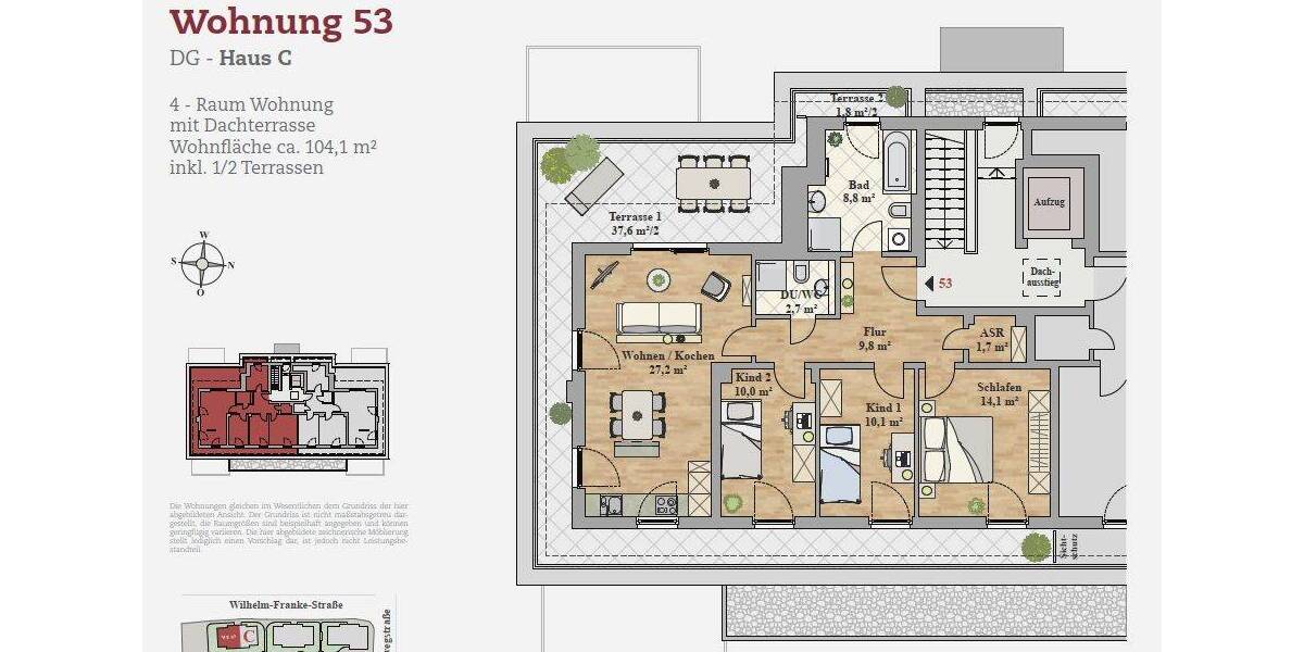 Etagenwohnung Dresden Leubnitz-Neuostra - 4 Zimmer, 104 m&sup2;, 1.820&euro; | Angebot:26476309