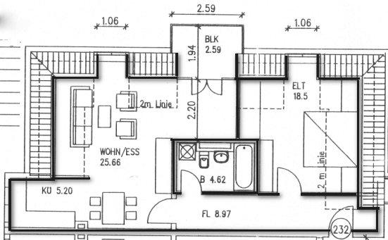 Dachgeschoßwohnung Meißen - 2 Zimmer, 64 m&sup2;, 500&euro; | Angebot:26424149