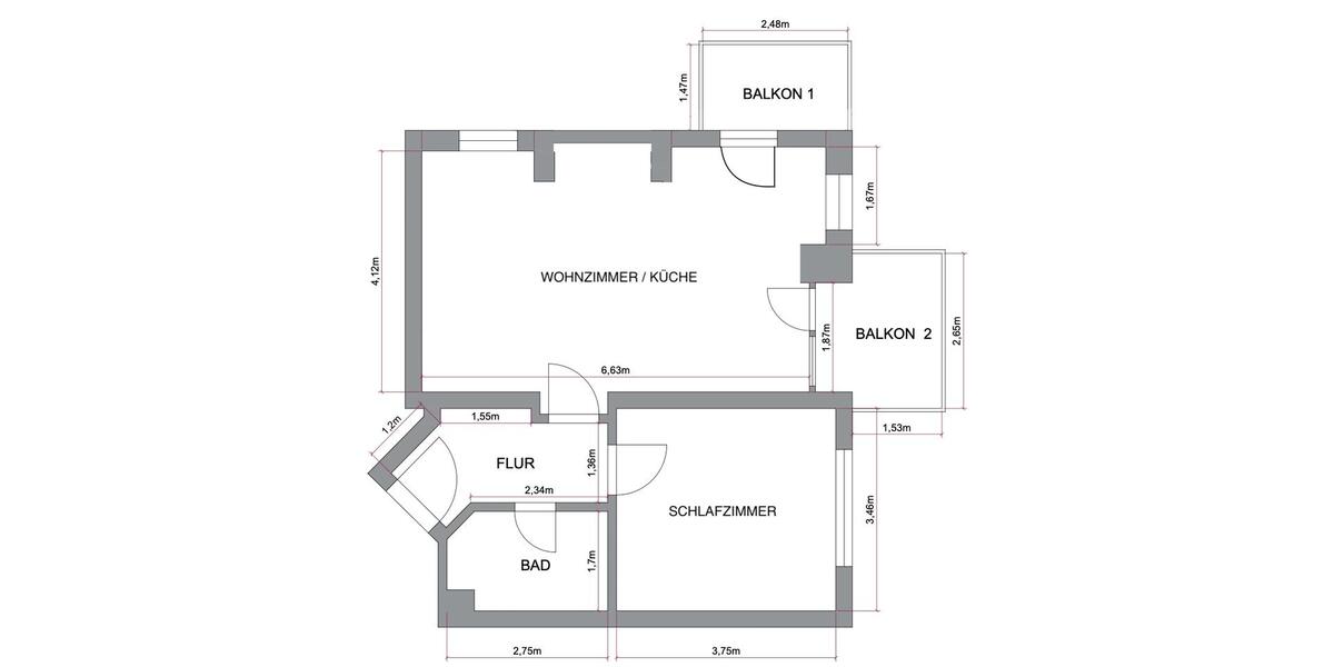 Etagenwohnung Dresden Pieschen - 2 Zimmer, 55 m&sup2;, 198.000&euro; | Angebot:26941965