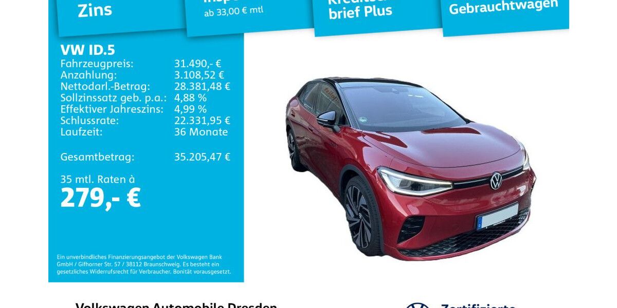 VW ID.5 71.086 km 31.490 &euro; Dresden 01169