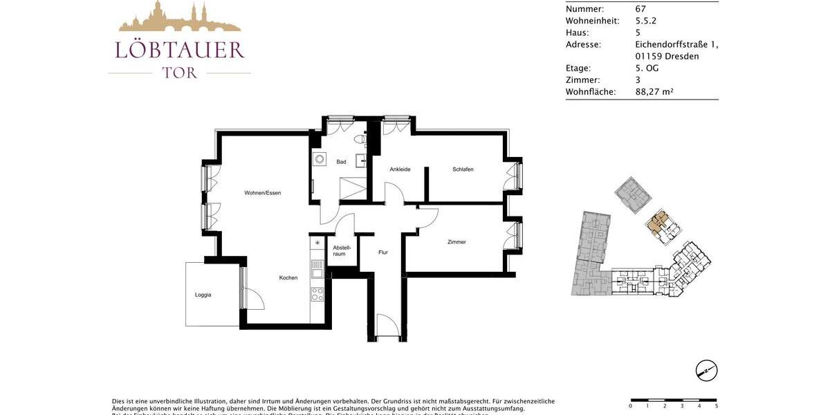Dachgeschoßwohnung Dresden Cotta - 3 Zimmer, 88 m&sup2;, 1.345&euro; | Angebot:26349636