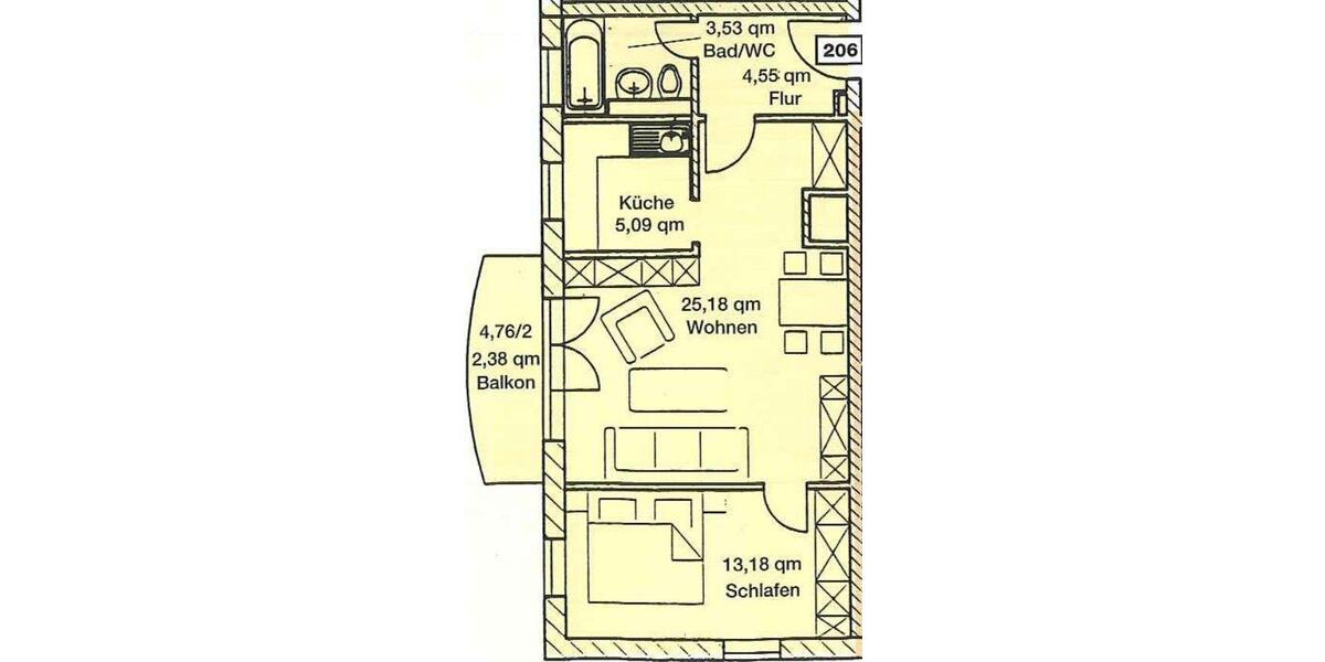 Etagenwohnung Dresden Klotzsche - 2 Zimmer, 54 m&sup2;, 485&euro; | Angebot:25649753