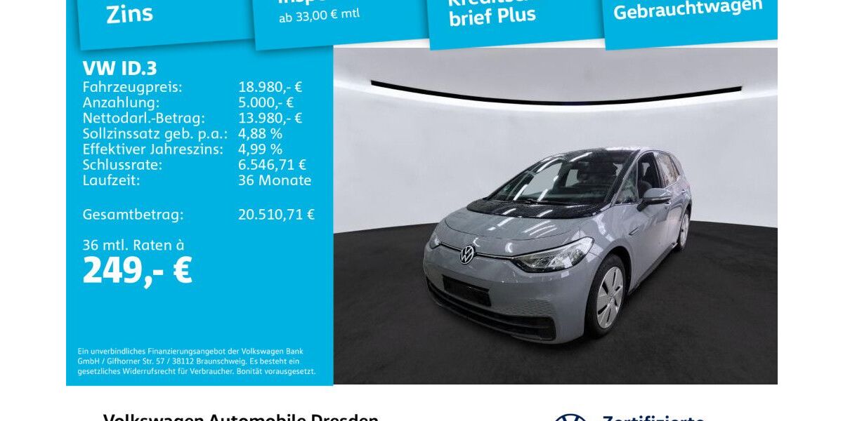 VW ID.3 50.608 km 18.490 &euro; Dresden 01169